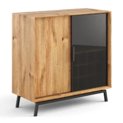 Kommode 101x101cm 'Jannik' Wildeiche massiv 2 Türen 2x Holz