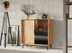 Kommode 101x101cm 'Jannik' Wildeiche massiv 2 Türen 2x Holz