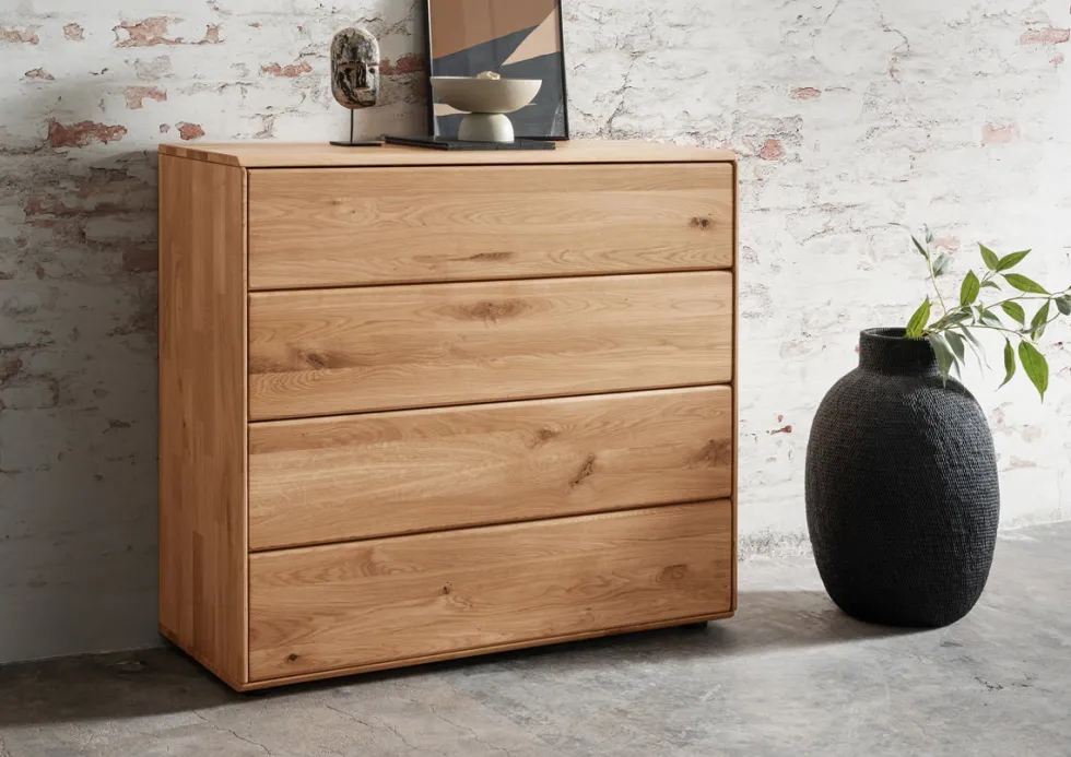Kommode 100x91cm "Messina" Wildeiche massiv 4SK