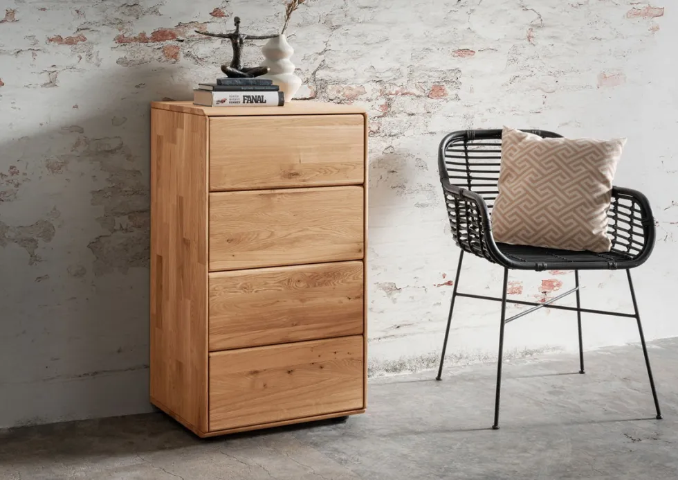 Kommode 51x91cm "Messina" Wildeiche massiv 4SK