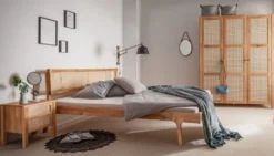 Kommode 100x76cm "Norden" Eiche & Rattangeflecht