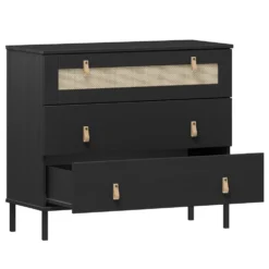 Kommode 90x80cm 'Seattle' Kiefer massiv schwarz 3 SK