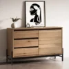 Kommode 106x67cm 'Veneza' Wildeiche & Metall schwarz