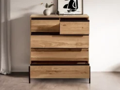 Kommode 100x89cm 'Veneza' Wildeiche & Metall schwarz