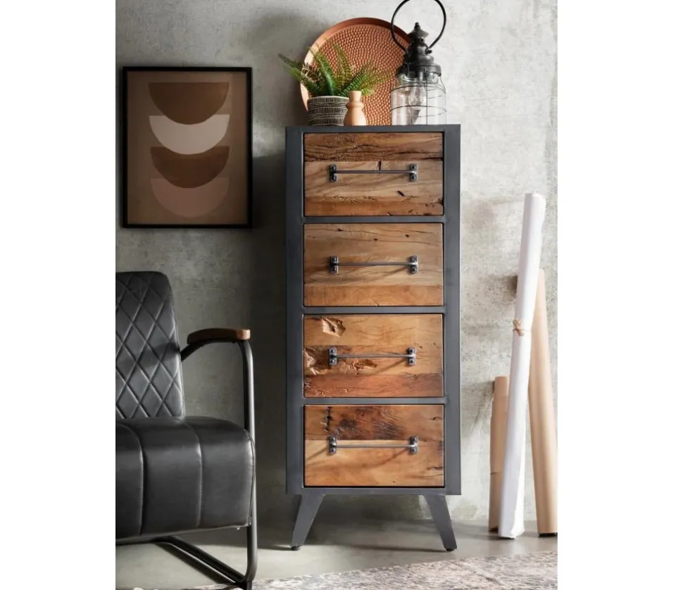 Kommode 50x120cm 'Waco' recyceltes Altholz & Metall