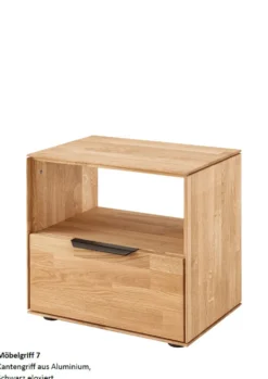 Nachttisch 50cm 3 Griffvarianten 'Watson' Wildeiche geölt Winkelgriff schwarz