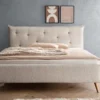 Polsterbett verschiedene Breiten 'Bordeaux II' Wildeiche Stoff beige 160x200cm
