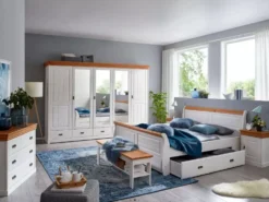 Schlafzimmer "Mailand-Honig" Kiefer weiß SZ-0132