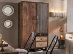 Schrank 100x195cm 'Metro' Altholz & Eisen