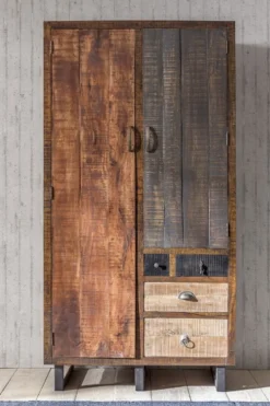 Schrank 100x195cm 'Metro' Altholz & Eisen