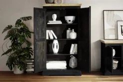 Schrank 98x176cm 'Mumbai' Mango natur & schwarz