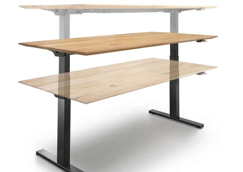 Schreibtisch 140cm höhenverstellbar 'Lyon' Kernbuche geölt