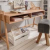 Schreibtisch 126x50cm höhenverstellbar "Jasmin" Buche massiv geölt