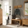 Schuhbank mit 2 Schubkästen 160x45cm 'Stockholm' Wildeiche massiv