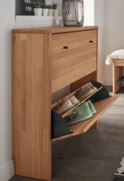 Schuhschrank 2 Klappen 82x95cm 'Stockholm' Buche massiv