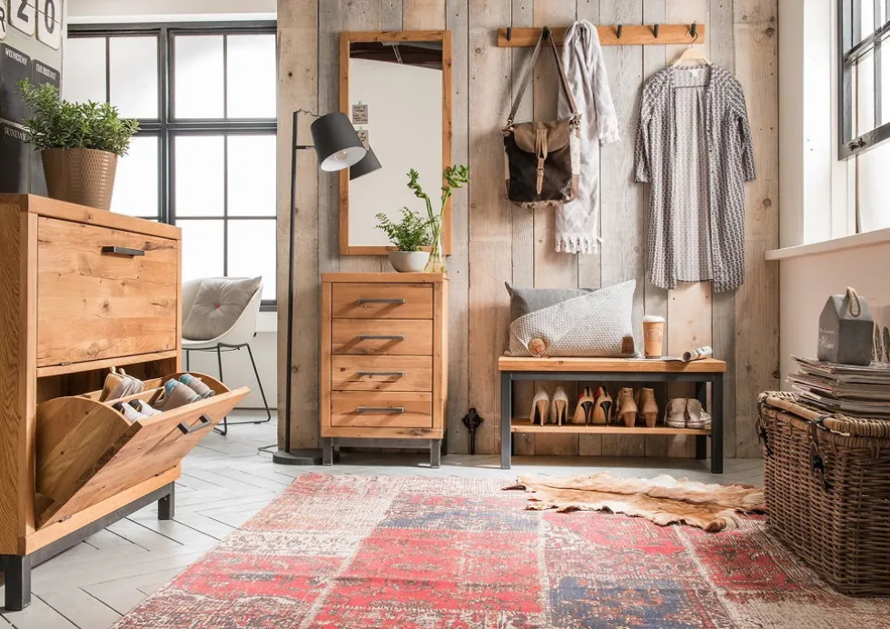 Schuhschrank 90x90cm 'Lima' Wildeiche massiv