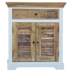 Schuhschrank 80x90cm 'Nizza' Mango weiß natur