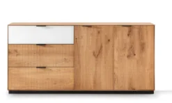 Sideboard 190cm 'Malaga ' Wildeiche verschiedene Variationen möglich Holz schwarz Sockel Glas weiß