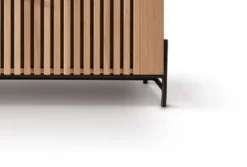 Sideboard 200cm Wildeiche 'Amalfi' verschiedene Ausführungen 3Türen mit Glasplatte Holzfüße rund schwarz