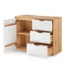 Sideboard Front weiß oder grau 105cm 'Alabama' Wildeiche massiv grau
