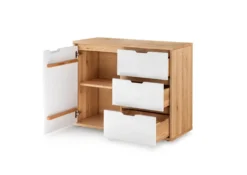 Sideboard Front weiß oder grau 105cm 'Alabama' Wildeiche massiv grau
