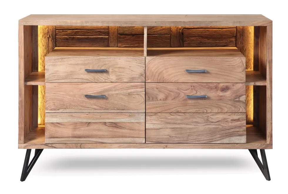 Sideboard inkl.Beleuchtung 145x94cm 'Hunter' Akazie massiv