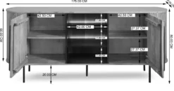 Sideboard mit Beleuchtung 175cm 'Atlantic' Akazie massiv