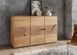 Sideboard mit Holztüren 150cm "Belfast" Wildeiche massiv