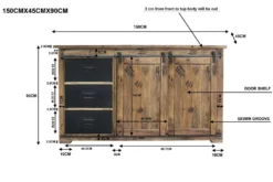 Sideboard mit 3 SK 150x90cm 'Railroad' Mango & Eisen