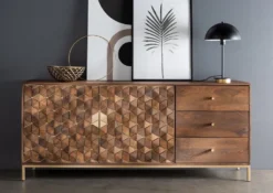 Sideboard 180x77cm "Assuan"' Mango & Metall goldfarbig WZ-0462