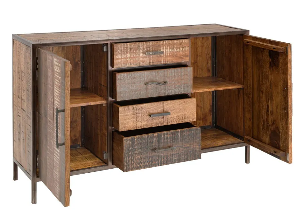 Sideboard 150x90cm 'Compton' recyceltes Altholz & Eisen vintage