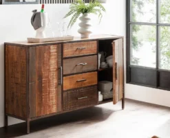 Sideboard 150x90cm 'Compton' recyceltes Altholz & Eisen vintage
