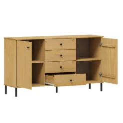 Sideboard 140x80cm 'Detroit' Kiefer massiv eichefarbig & schwarz