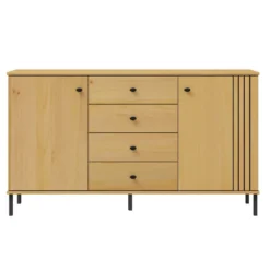 Sideboard 140x80cm 'Detroit' Kiefer massiv eichefarbig & schwarz