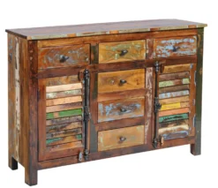 Sideboard 123x89cm 'Hawkins' recyceltes Altholz mehrfarbig lackiert