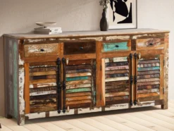 Sideboard 182x90cm 'Hawkins' recyceltes Altholz mehrfarbig lackiert
