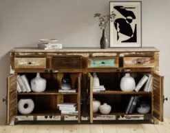 Sideboard 182x90cm 'Hawkins' recyceltes Altholz mehrfarbig lackiert