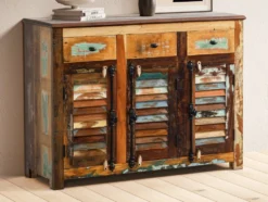 Sideboard 122x91cm 'Hawkins' recyceltes Altholz mehrfarbig lackiert