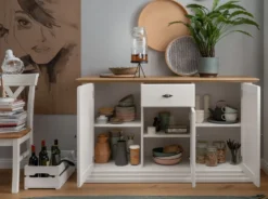 Sideboard 157x91cm "Jale" Kiefer & Eiche massiv WZ-0622