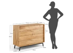 Sideboard 121x90cm 'Jannik' Wildeiche massiv 4 Schubkästen 4x Holz