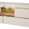 Sideboard 166x86cm 'Locarno' Wildeiche massiv & MDF creme inkl.Beleuchtung