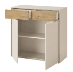 Sideboard 90x86cm 'Locarno' Wildeiche massiv & MDF creme