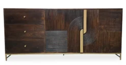 Sideboard 180x80cm 'Marvello' Mango mahagoni & Metall goldfarbig