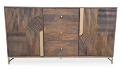 Sideboard 150x80cm 'Marvello' Mango braun & Metall goldfarbig