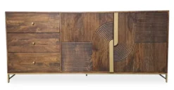 Sideboard 180x80cm 'Marvello' Mango braun & Metall goldfarbig