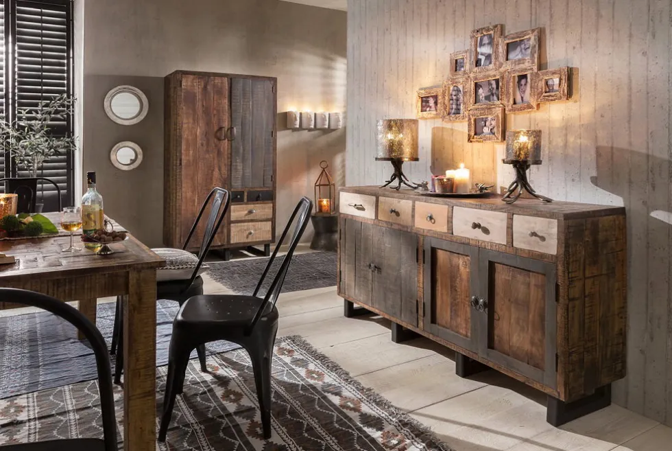 Sideboard 150x90cm 'Metro' Altholz & Eisen