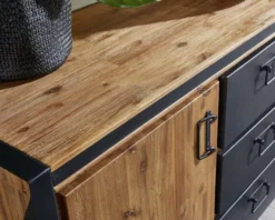 Sideboard 104x80cm 'Montreux' Akazie & Metall schwarz
