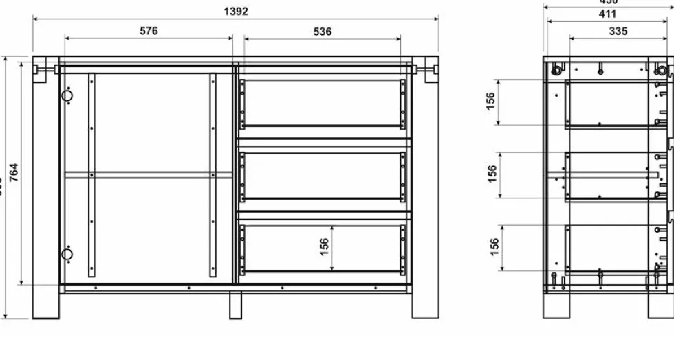 Sideboard 140x90cm 'Palermo' Eiche massiv geölt