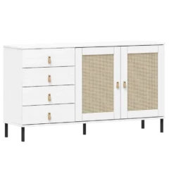 Sideboard 140x80cm 'Seattle' Kiefer massiv weiß 4SK & 2 Türen