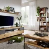 Sideboard 160x90cm 'Taipeh' Wildeiche & Metall gebürstet 4SK
